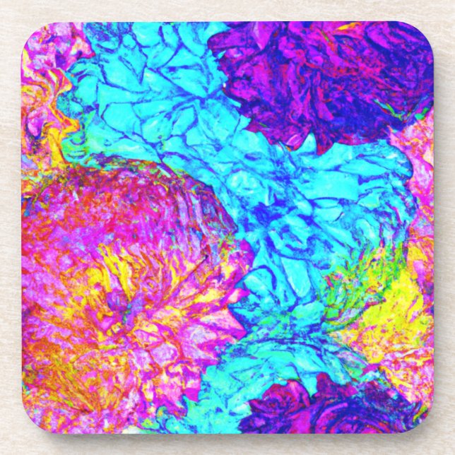 Bold and Beautiful Floral Patterns Art Coaster (Front)