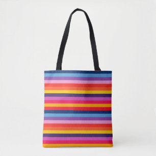 Bold and beautiful rainbow stripes _smaller scale tote bag