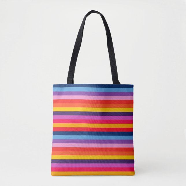 Bold and beautiful rainbow stripes _smaller scale  tote bag (Front)