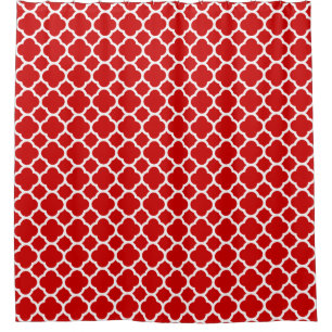 Bold and Beautiful Red Moroccan Quatrefoil Pattern Shower Curtain