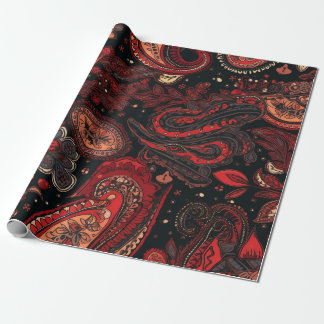 Bold and Beautiful Red Paisley Pattern Design Wrapping Paper