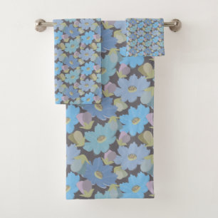 Bold and Blue Cosmos Flowers Bath Towel Set