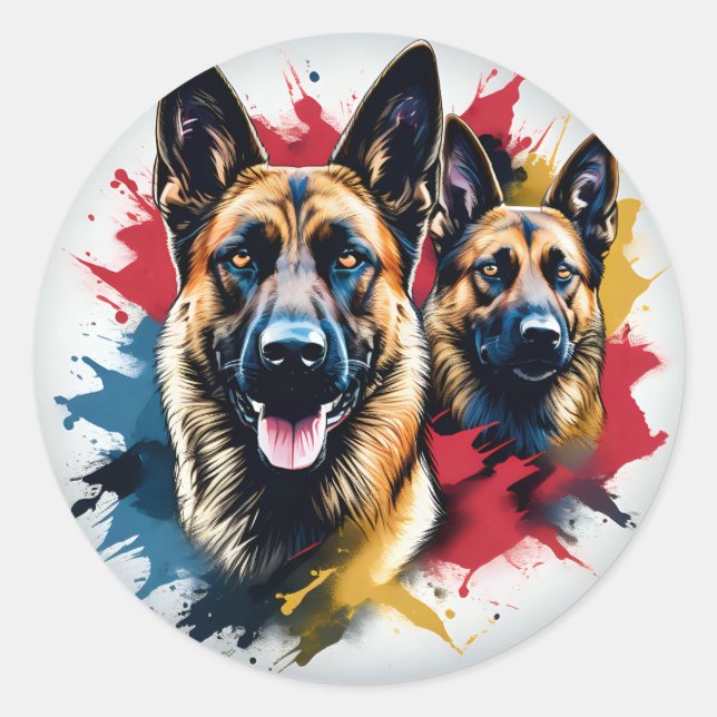 Bold and Brave Malinois Dog Classic Round Sticker (Front)