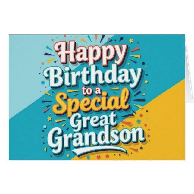 Bold and Bright Birthday Card for Great Grandson (Front Horizontal)