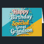 Bold and Bright Birthday Card for Great Grandson<br><div class="desc">Make your great-grandson’s birthday shine with this bright and cheerful card! Bursting with bold colours, fun fonts, and playful energy, it’s the perfect way to celebrate a boy who brings so much joy. The inside is ready for your personalised message, heartfelt note, or even a favourite photo. Great for any...</div>
