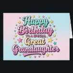 Bold and Bright Birthday Card Great Granddaughter<br><div class="desc">Make your great-granddaughter’s birthday shine with this bright and cheerful card! Bursting with bright pastel colours, fun fonts, and playful energy, it’s the perfect way to celebrate a girl who brings so much joy. The inside includes a wonderful heartfelt verse, but is ready for your personalised message, thoughtful note, or...</div>