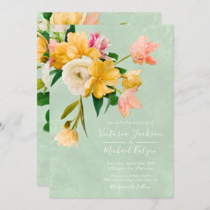 Bold and Bright Blooms Floral Wedding Invitation