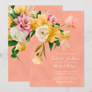 Bold and Bright Blooms Floral Wedding Invitation