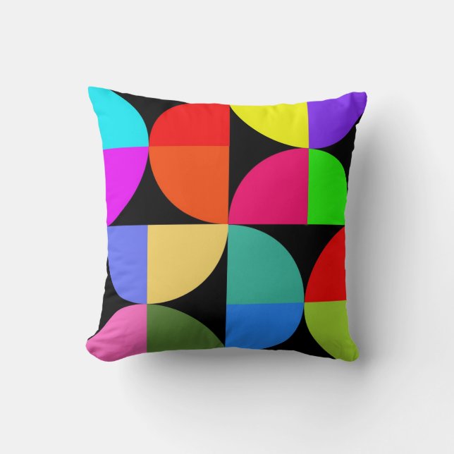 Bold and bright colourful throw pillow (Front)