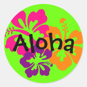 Bold and Bright Hawaiian Flowers Classic Round Sticker