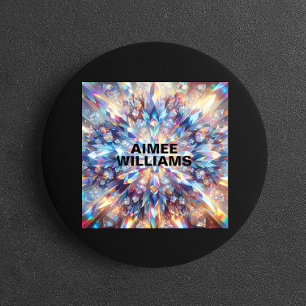 Bold and Bright Holographic Crystal  Square Business Card