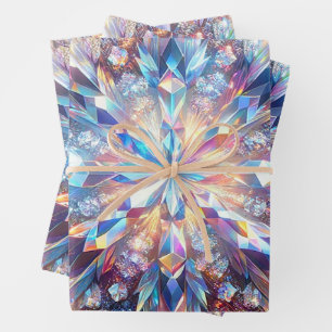 Bold and Bright Holographic Crystal  Wrapping Paper Sheet