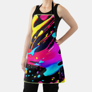 Bold and Bright Paint Splatter Art Apron