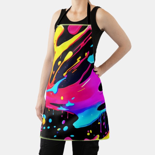 Bold and Bright Paint Splatter Art Apron (Insitu)
