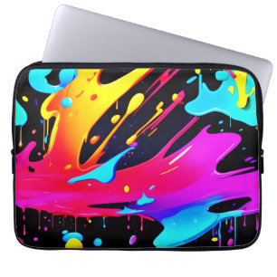 Bold and Bright Paint Splatter Art Laptop Sleeve