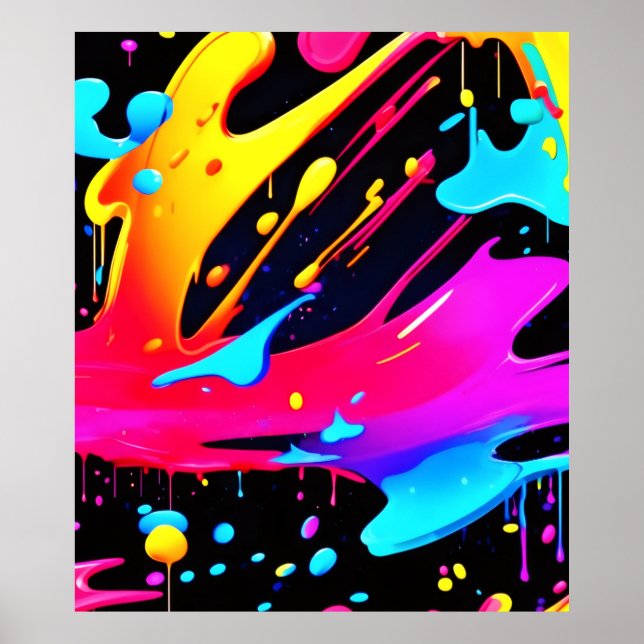Bold and Bright Paint Splatter Art Poster (Front)