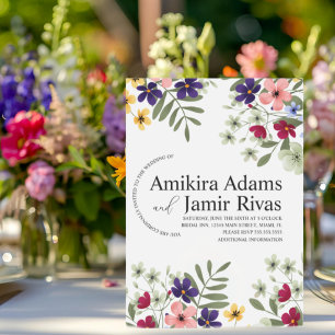 Bold and Bright Wildflowers Wedding Invitation