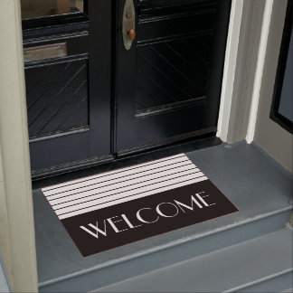 Bold And Classy Black And White Stripe Welcome Doormat