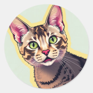 Bold and Colourful Devon Rex Cat Modern Classic Round Sticker