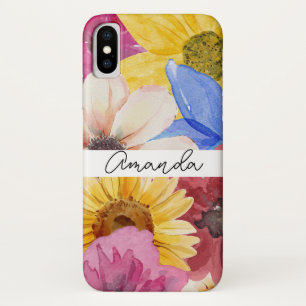 Bold and Colourful Floral Name iPhone X Case