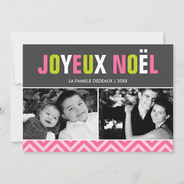 Bold and Colourful Joyeux Noël Photo Holiday Card (Front)