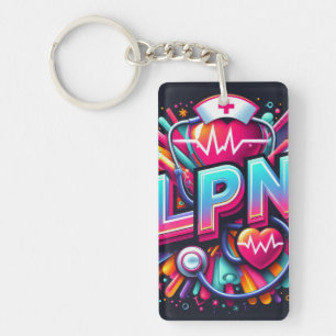 Bold and Colourful Nurse Graphic Neon Pop Art Key Ring