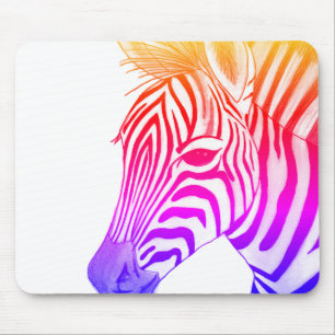 Bold and colourful zebra drawing mouse pad
