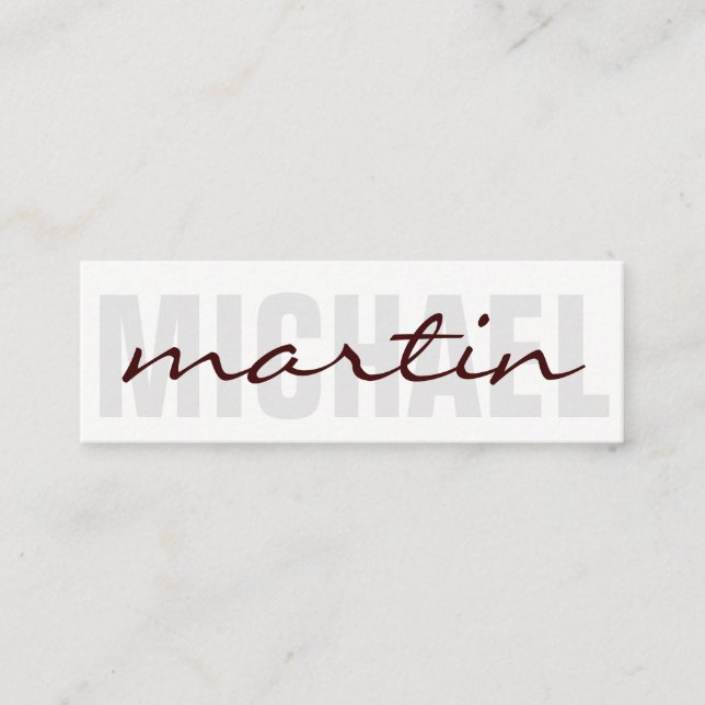 Bold and Cursive Text (deep red) Mini Business Card (Front)