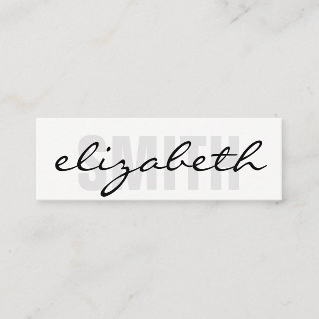 Bold and Cursive Text Mini Business Card (Front)