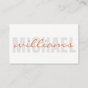 Bold and Cursive Text (orange) Business Card