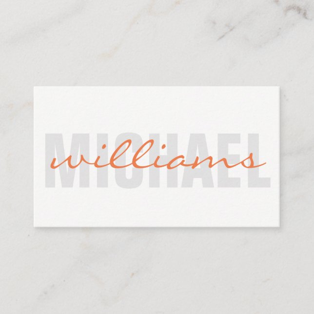 Bold and Cursive Text (orange) Business Card (Front)