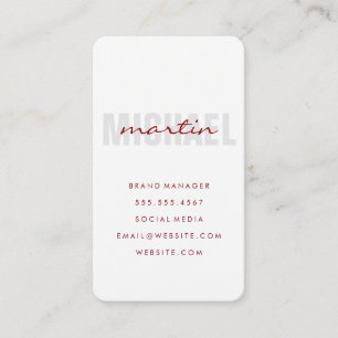 Bold and Cursive Text (red) Business Card