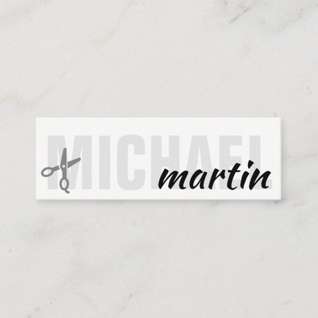 Bold and Cursive Text Salon Stylist Mini Business Card (Front)