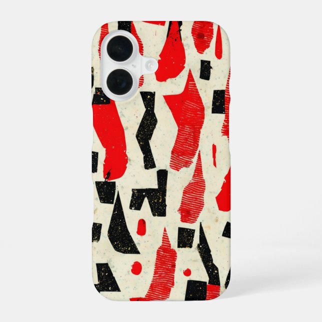 Bold and Edgy: A Dynamic Abstract Pattern iPhone 16 Case (Back)