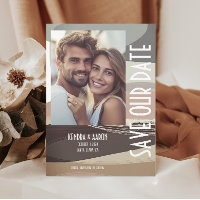 Bold and Edgy Brown Olive Wedding Save the Date