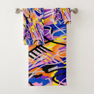 Bold and Expressive Abstract Art Bath Towel Set
