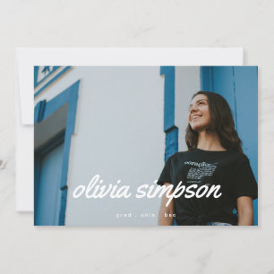 Bold and Fresh Script Grad Graduate Two Photo Announcement