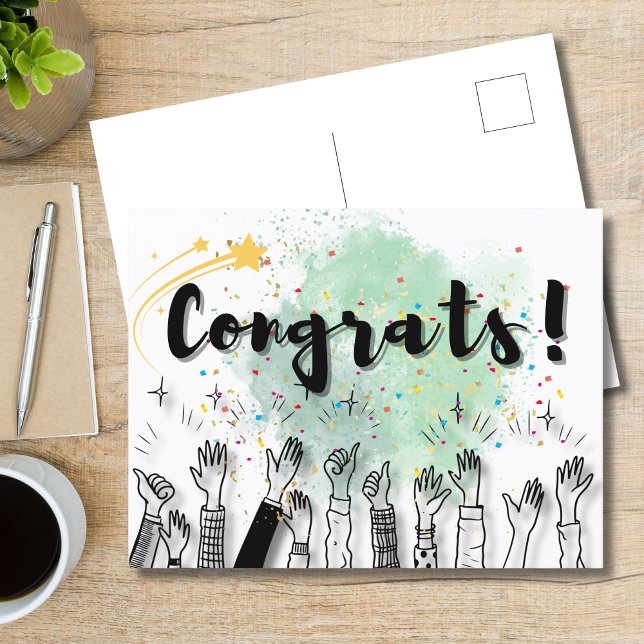 Bold and Fun Congrats Celebration Postcard (Creator Uploaded)