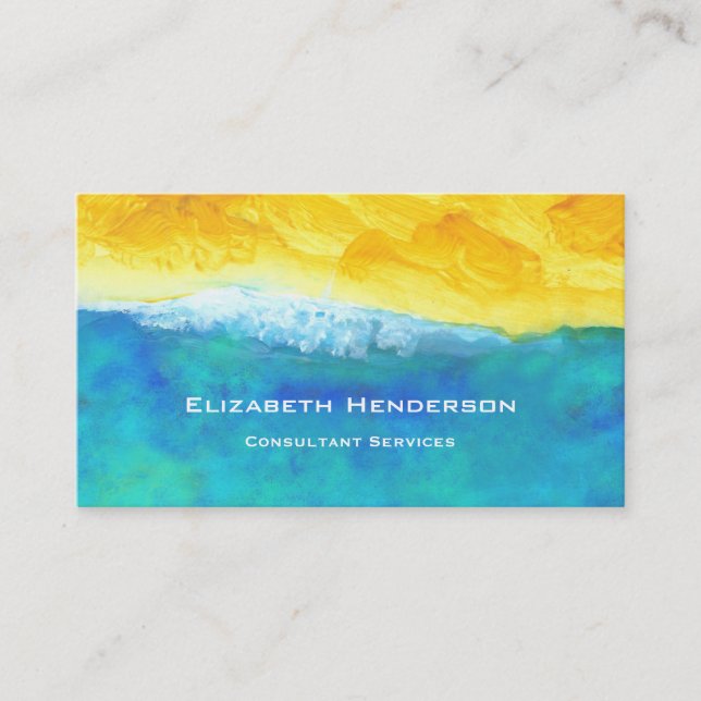 Bold and Lively Abstract Seascape Painting Business Card (Front)