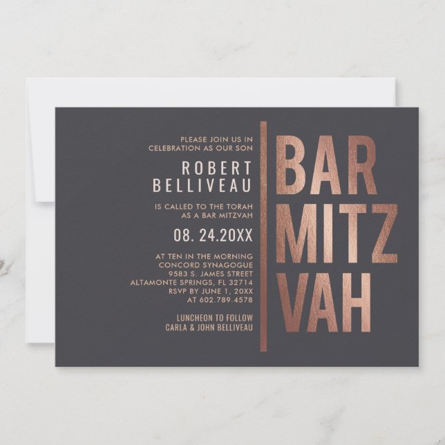 Bold and Minimalist Bar Mitzvah Invitation (Front)