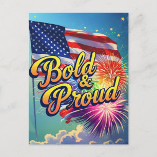 Bold and proud 4th July gold Holiday Postcard