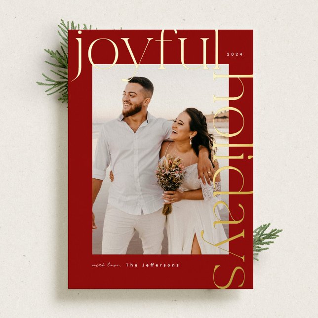 Bold and Shiny Modern Gold Holiday Photo Card (Creator Uploaded)