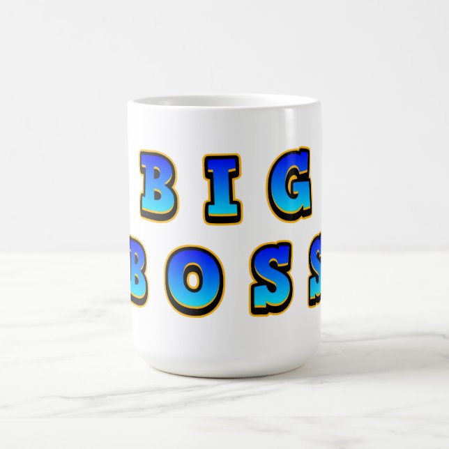 Bold and Vibrant Big Boss Text in Dynamic Blue Coffee Mug (Center)