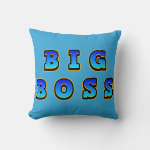 Bold and Vibrant Big Boss Text in Dynamic Blue Cushion