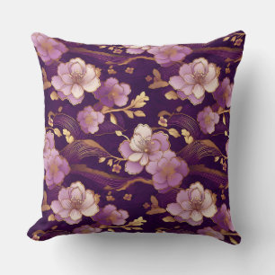 Bold and Vibrant Colourful Wine Floral Asian Cushion