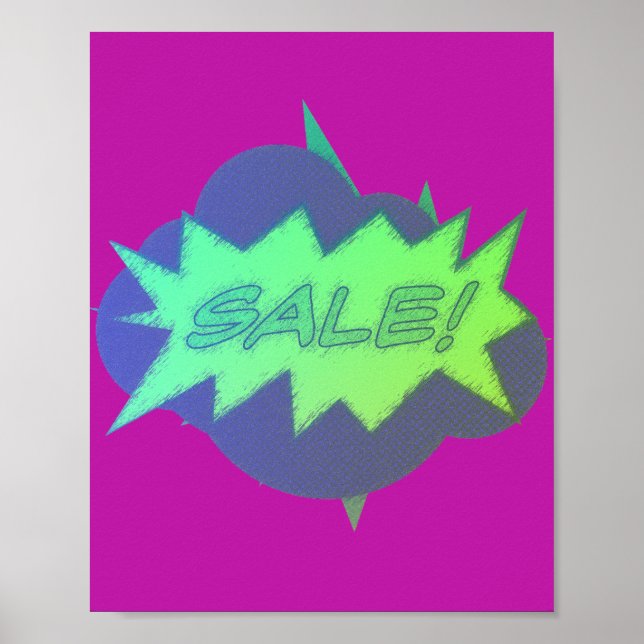  Bold and Vibrant Halftone Burst Sale Poster (Front)