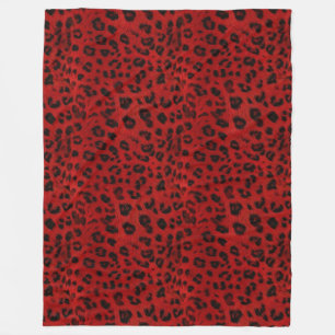Bold and Warm: Red & Black Leopard Fleece Blanket