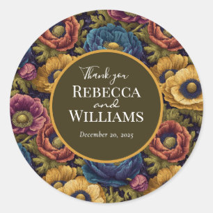 Bold Anemones Accent Winter Wedding Classic Round Sticker