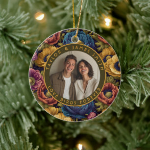 Bold Anemones Themed Seasonal Wedding Ceramic Ornament