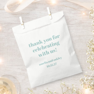 Bold Aqua Blue Retro Custom Wedding Thank You  Favour Bag